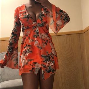 Chiffon wrap floral print shift dress